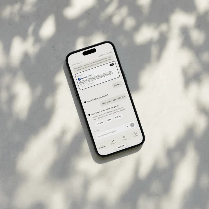 Pobi's boost intake chat on an iPhone in dappled leaf shadow